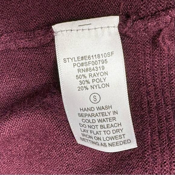 Evolution by Cyrus Sweater, Maroon Cardigan, Button Accents, Size S - Picture 9 of 9